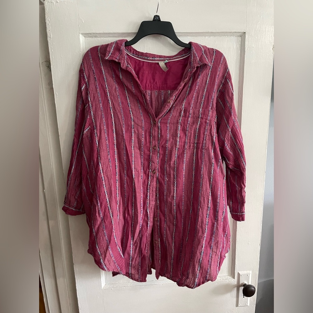 Anthropologie Pilcro Button Down Pinstripe Shirt Size 2X